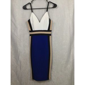 Akira V-Neck Spaghetti Strap Sheath Dress Mini Size Small White/Black/Navy/Brown